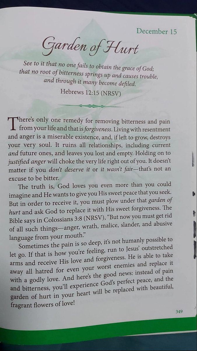 Godwakeupcall's tweet image. December 15
GARDEN OF HURT

#KeyText: Hebrews 12:15
#By: Brenda Walsh 
#OneMinuteDailyDevotional