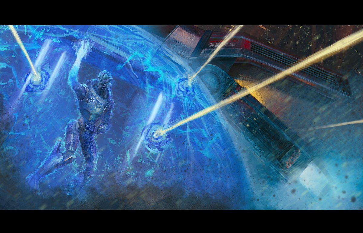 Cabal_Pilot's tweet photo. "F-fuck look out!" She threw up a biotic barrier, her squadmates ducking to the ground. They had been sent on a simple Anti-Piracy mission. Turns out those pirates had some *very* illegal tech. Surviving the crash they were ambushed on the way to the Evac shuttle.
@Azulg_Arts https://t.co/qYVPmCNYI7