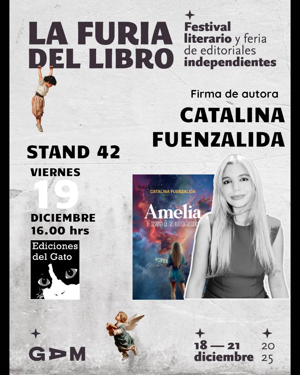 EdicionesdelGa2's tweet photo. Comienza la cuenta regresiva para 
LA FURIA DEL LIBRO📚 
Nuestras autoras/es estarán en el stand de Ediciones del Gato.
Visítanos en la Plaza central stand 42. 
Centro GAM. Metro U. Católica.

Jueves 18 y viernes 19
16.00 a 21.00 hrs

Sábado 20 y domingo 21
11.00 a 21.00 hrs https://t.co/yt55sydT0u