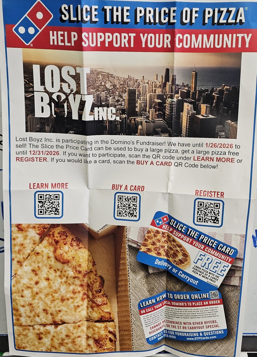 Hey all you <a href="/dominos/">Domino's Pizza</a> fans in Chicago, <a href="/LostBoyzInc/">Lost Boyz Inc.</a> has teamed up!! Support us as you support your stomach!🥰😋