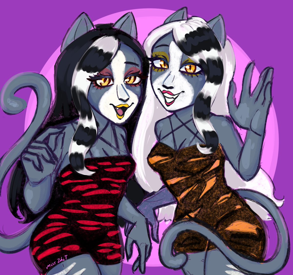 Meowlody and purrsephone ₍^ >⩊< ^₎Ⳋ

#sketch #monsterhigh
