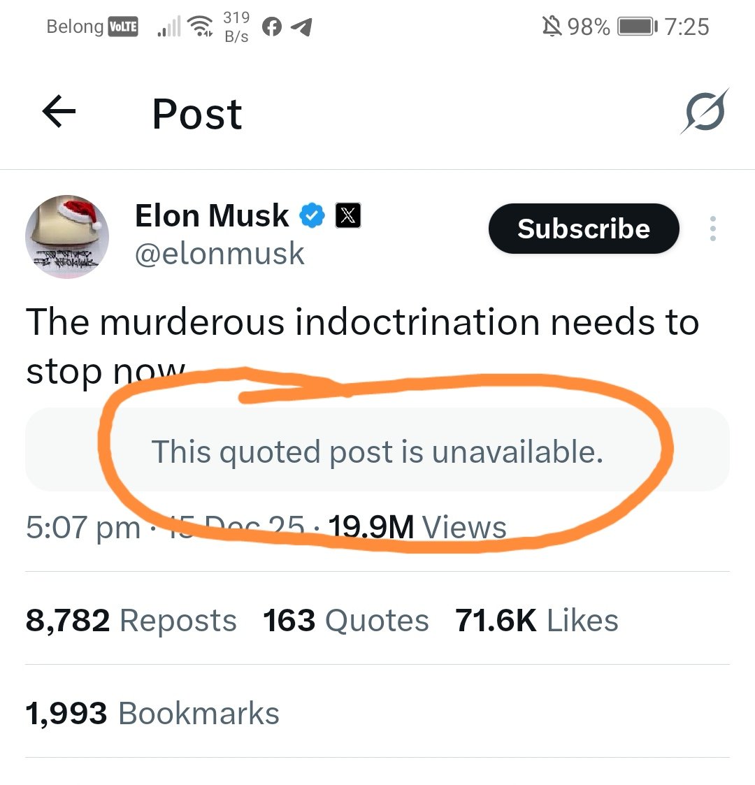 GCaward's tweet photo. @elonmusk Is this quote actually unavailable or are we just getting censored in Australia?? https://t.co/QCWBKVYScO