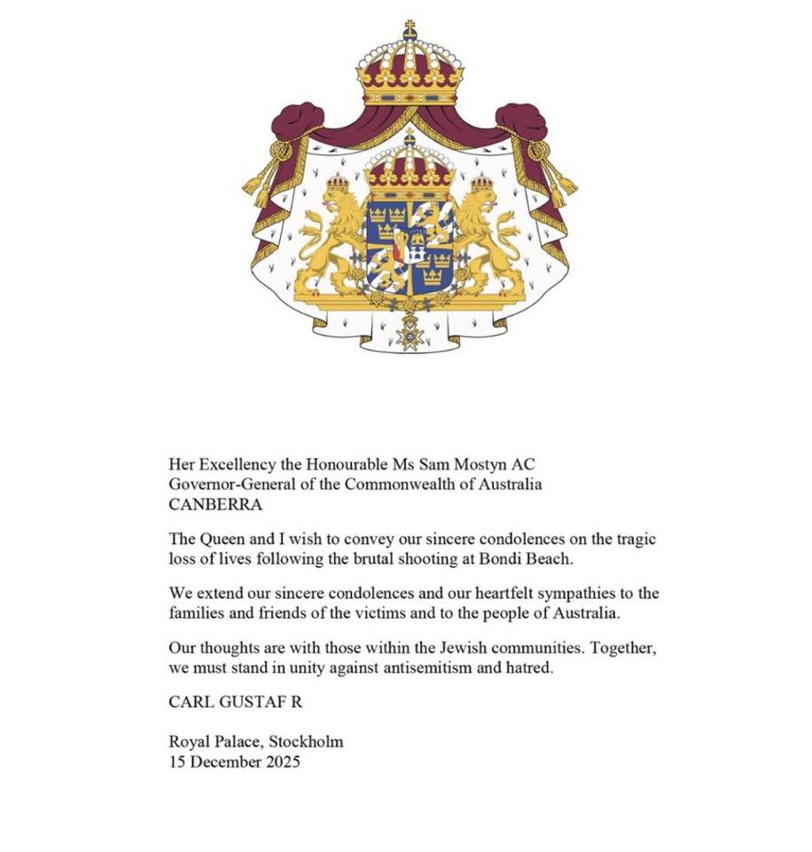Mycket fin markering av kungen i fördömandet av terrordådet i Australien.