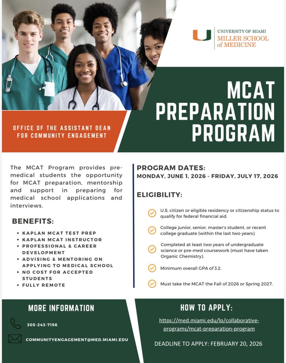 PittPre's tweet image. Apps are now open for the 2026 Medical Scholars Pathway Programs at @universityofmi1 SOM. Learn about MCAT &amp;amp; apply: med.miami.edu/landing-pages/…
Learn about STIR &amp;amp; apply: med.miami.edu/landing-pages/…
Learn about Motivation &amp;amp; apply: med.miami.edu/landing-pages/…

@PittProvost @PittPre @PittTweet