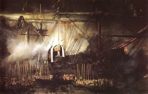 AndNapoleon's tweet photo. #MasterpieceMonday "Loading the remains of Napoleon onto Belle Poule, 15 October 1840", by Eugène Isabey depicts the return of Napoleon's remains from St. Helena. It is a powerful example of French Romantic painting and its emotional weight matters more than literal clarity. https://t.co/qsoY74V3IH