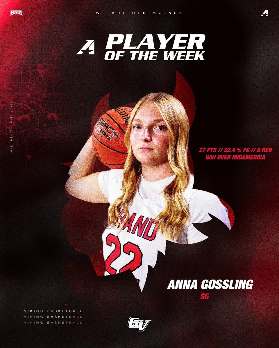VikingAthletics's tweet photo. WBB: HEART PLAYER OF THE WEEK ⤵️

‼️𝘼𝙉𝙉𝘼 𝙂𝙊𝙎𝙎𝙇𝙄𝙉𝙂‼️

#WEAREDSM | #TheRightWayToPlay https://t.co/ngobimGNKZ