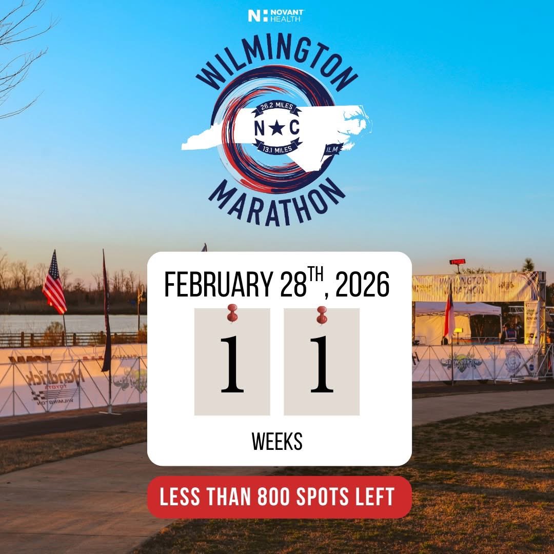 11 weeks to go and The Novant Health Wilmington Marathon has under 800 spots left in the half and full marathon.  Pass the word to friends and family who might be planning on running, but are not registered yet.  #wilmingtonmarathon #wilmingtonnc #iamwithoutlimits #marathon