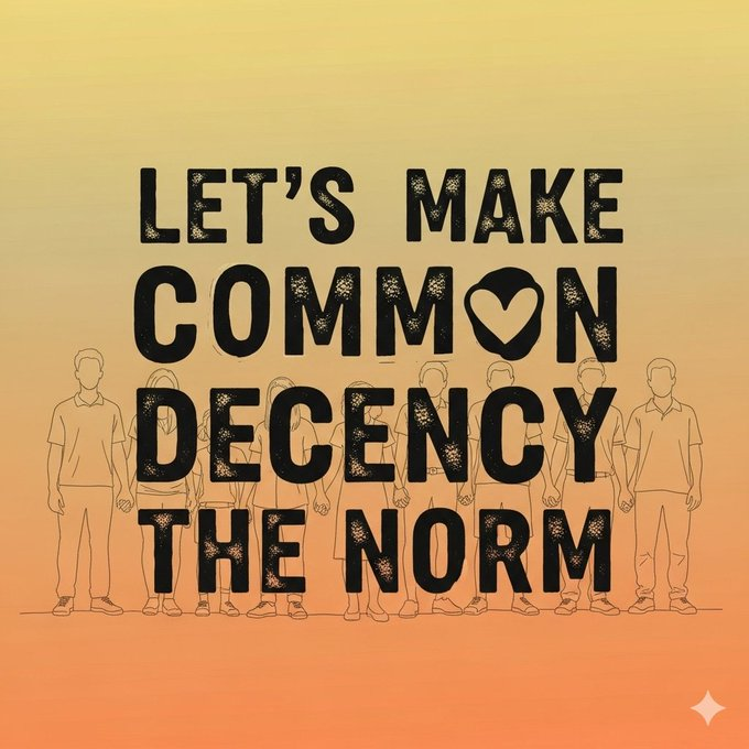 kindnessavenue's tweet photo. Have you ever wondered what it would be like if common decency became the norm? Imagine a world where kindness, respect, and compassion were at the forefront of our interactions. Let's inspire each other! #CommonDecency #KindnessMatters #RespectEachOther https://t.co/xWrffrJIJW