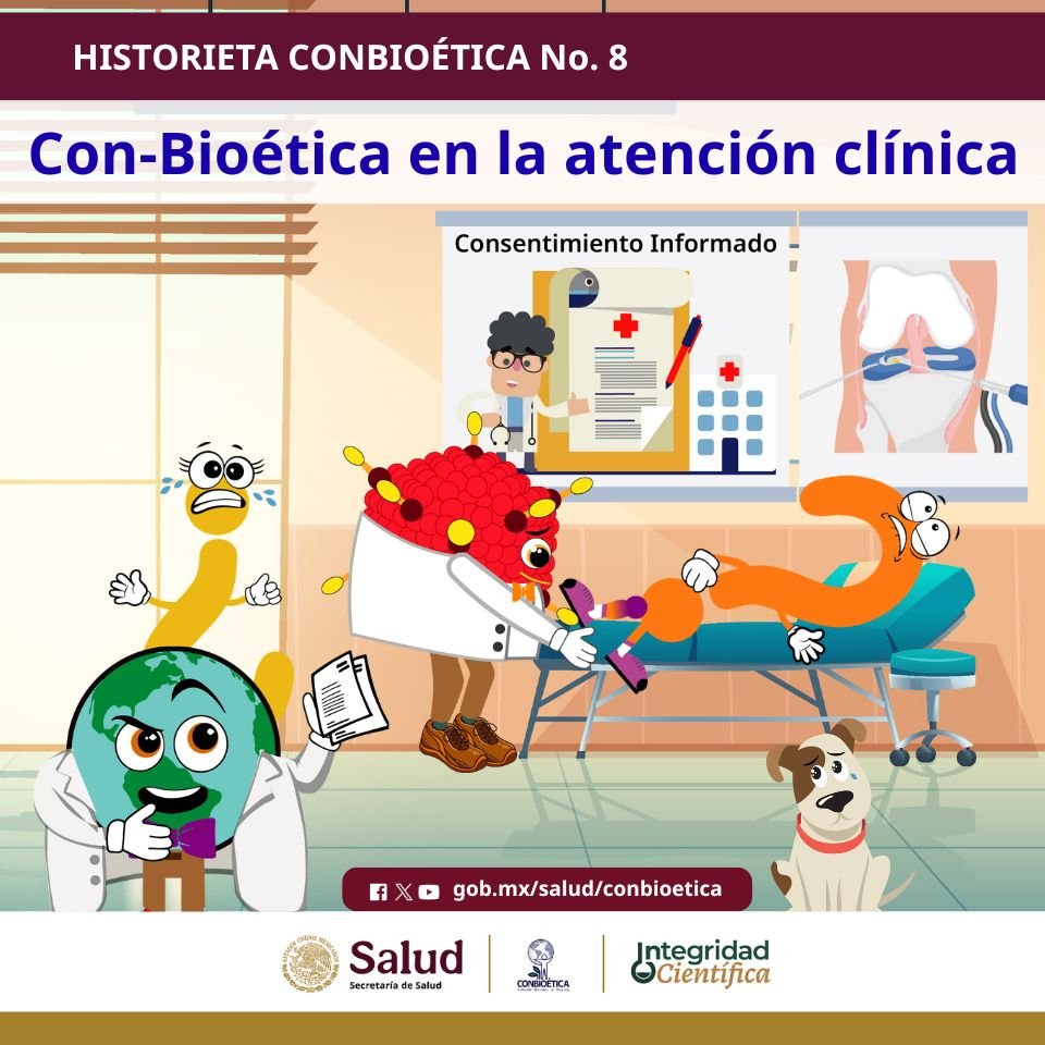 📢Conoce la historieta <a href="/CONBIOETICAMX/">Comisión Nacional de Bioética de México</a>  más reciente: "Con-Bioética en la atención clínica"🔗acortar.link/fOrLBA