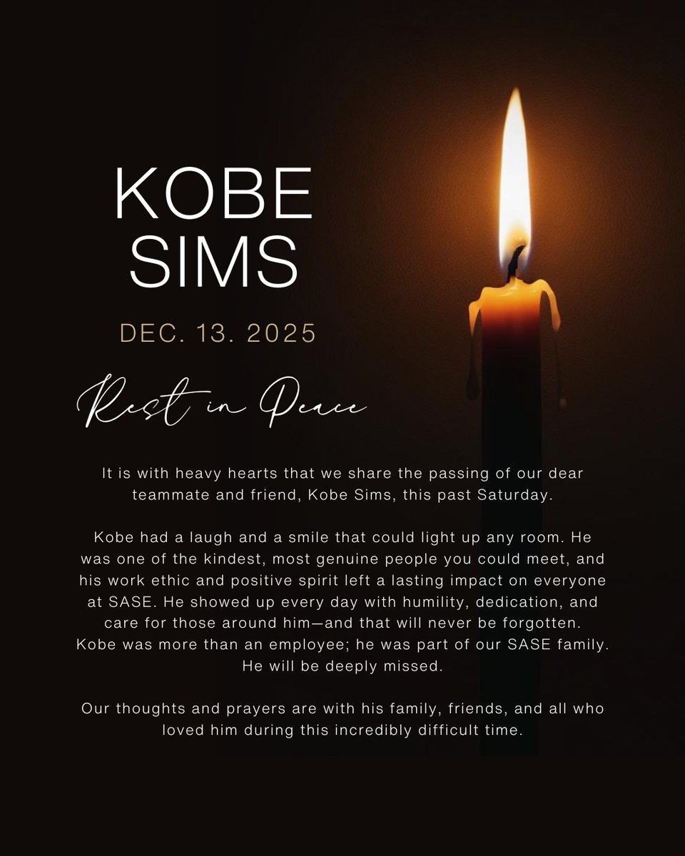 It is with heavy hearts that we remember Kobe Sims. Our thoughts and prayers are with his loved ones, our SASE family, and his friends.