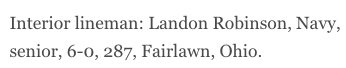 This is pretty great... Fairlawn's own Landon Robinson (Interior lineman, Navy) named to this year's AP All-America Football, first team. I am sure Landon would say that none of this would have been possible without FairlawnGig.😏 espn.com/college-footba…