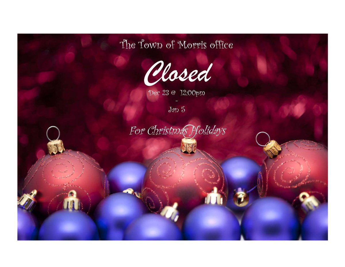 Town of Morris Christmas Holiday Hours