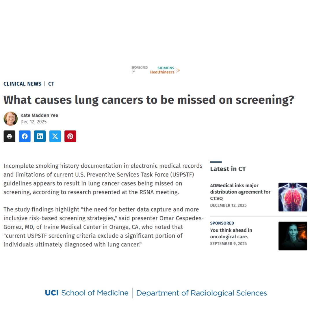 uciradiology's tweet photo. Congrats to @OmarCespedesGo1 and @gelarehsadigh on the recognition of their work covered by @AuntMinnie! Read the article: https://t.co/dGF98U2q3D #UCI #Radiology #RSNA25 @UCIradres @UCI_Neurorads https://t.co/NAtIJIzlk5