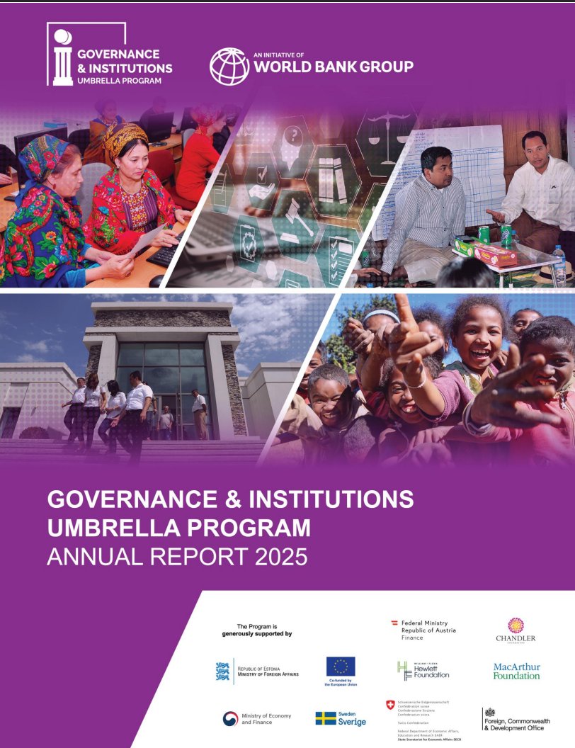 The Governance &amp; Institutions program in 2024-25!
📈 Global data on justice, public administration &amp; GovTech
⚖️  Informed 27 laws, reforms &amp; country systems
🌱 3 new grants in Western Balkans
🧑‍💻 AI-in-government
Read more in the annual report: wrld.bg/l9QZ50XJWy0