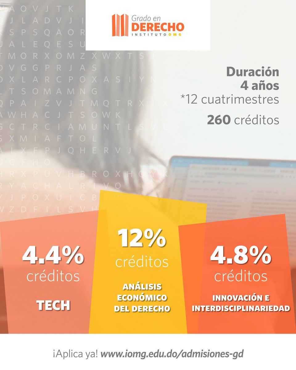 Nuestro programa ha sido diseñado con una visión interdisciplinaria desarrollando tu capacidad de trabajar en equipo con otras disciplinas y dándote la oportunidad de crear un impacto transformador. 🚀

¡Aplica ya! iomg.edu.do/admisiones-gd

#GDIOMG #TransformamosElDerecho #IOMG