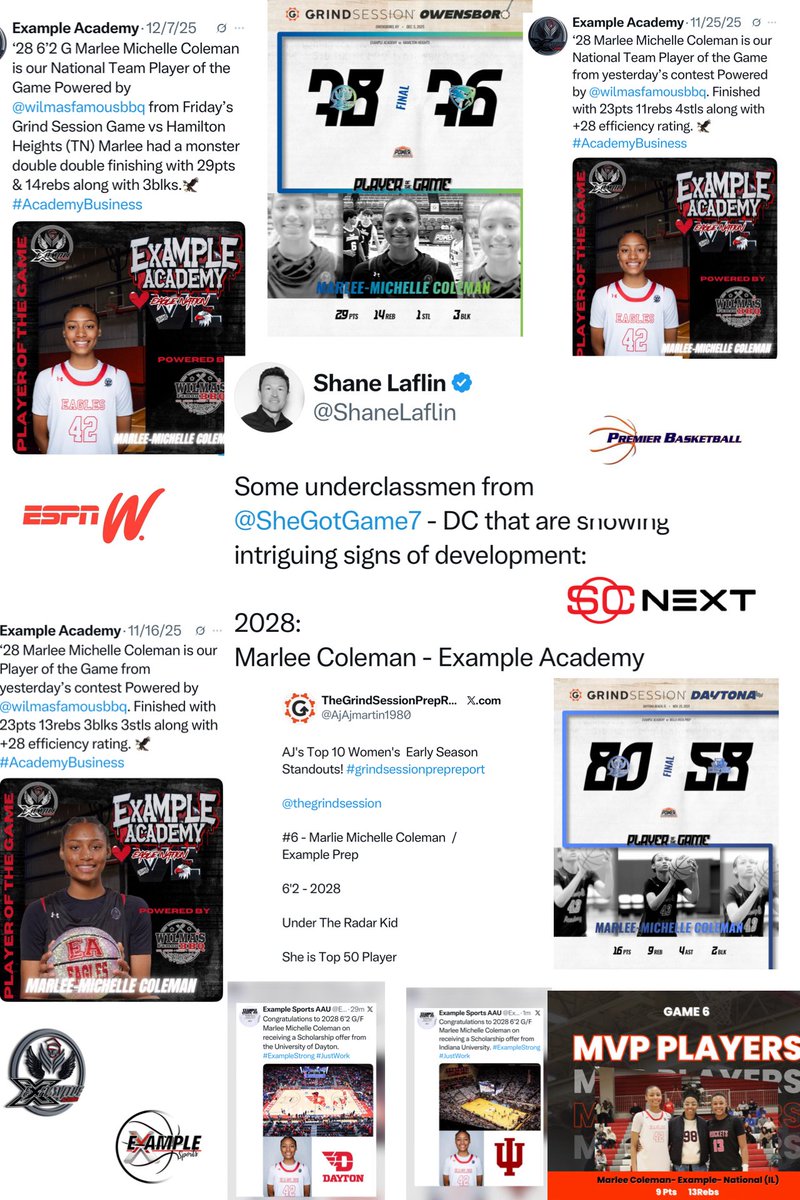 barrybradford3's tweet photo. In just her first month or so of HS Basketball on the National stage ‘28 6’2 G Marlee Michelle Coleman has taken off. So much room to grow but this humble High Academic 🏀’r is on her way! As one High Level P4 SEC Coach said to me in D.C. B- you weren’t kidding about her! 💯. 🦅 #AcademyBusiness
