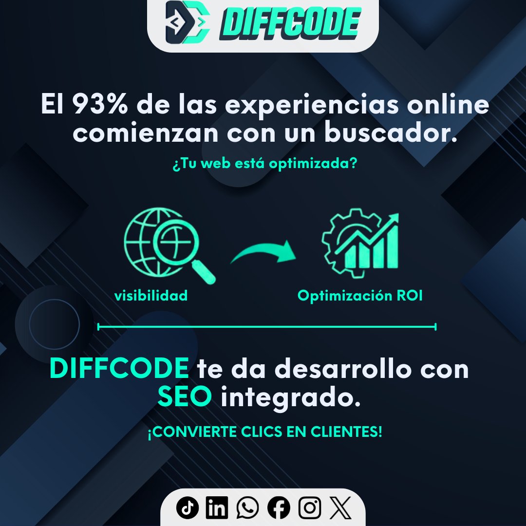 diffcode's tweet image. El 93% de las experiencias online comienzan en Google. ¿Te están encontrando?

La visibilidad es el primer paso para el ROI. En DIFFCODE, integramos el SEO desde el código base.

¡No esperes a ser visible, exige serlo! 👇
🔗 diffcode.net