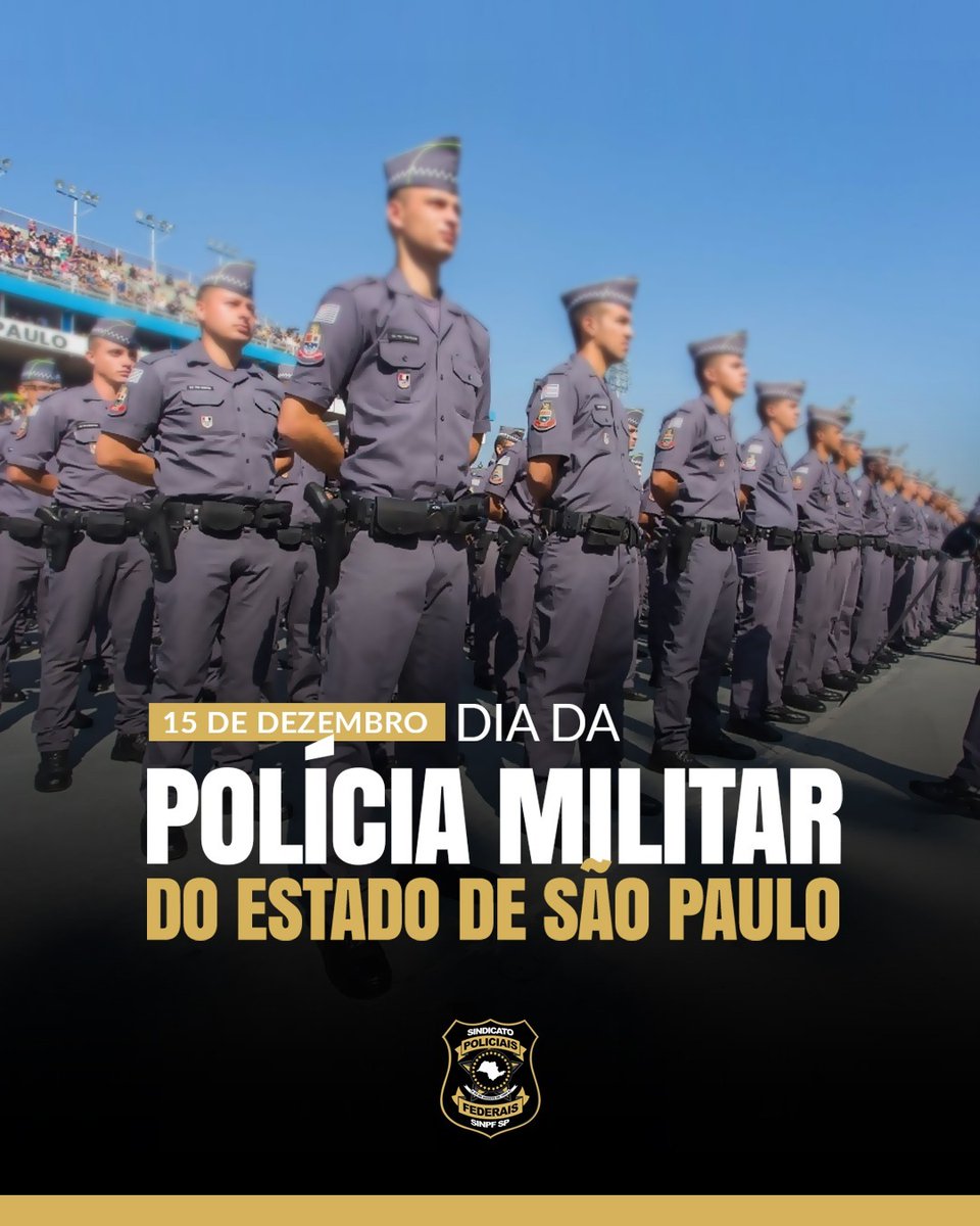 sindpolfsp's tweet photo. Os policiais militares de São Paulo são pilares da segurança e da cidadania! Neste dia especial, o SINPF/SP presta homenagem àqueles que, com dedicação, compromisso e ética, protegem a população. 
Conheça a história da PM paulista neste link: https://t.co/x5eNiohITq https://t.co/p43TIrCcnW