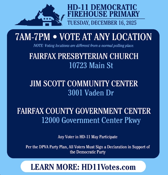 bluevirginia's tweet photo. If you live in Fairfax City or the following precincts in Fairfax County, tomorrow's your chance to help select your next delegate, to replace David Bulova, who's headed into the Spanberger administration. Here's some info on when/where to vote. https://t.co/rvyKgT7McZ https://t.co/Zxzw2aLl3G