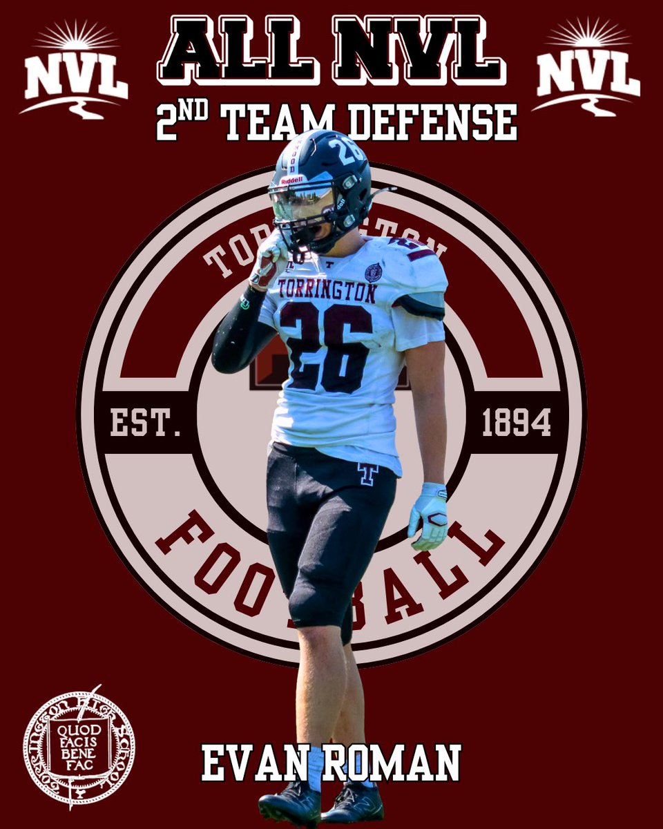 ths_raidersfb's tweet photo. Congrats to our Raiders named to the 1st and 2nd All-NVL Football Teams! Your hard work and commitment continue to make Torrington proud! #torringtonfootball #allnvl 

Offense:
Aiden Hansen🥇 RB
Anthony Cangiano🥇 OL
Gio Heacox🥈 OL

Defense:
Evan Roman🥈 LB
Cam Roxbury🥈 DE https://t.co/u8LGHKByuk