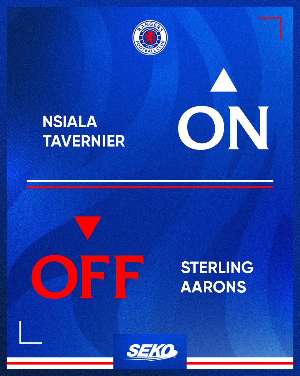 RangersFC's tweet photo. 60’ | Rangers 1-0 Hibernian

SUBS: Two initial changes.

➡️ ON: James Tavernier &amp; Clinton Nsiala
⬅️ OFF: Max Aarons &amp; Dujon Sterling https://t.co/OqIMNGhAb2