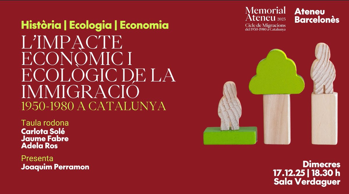 Tres experts en immigració, Carlota Solé, Jaume Fabre i Adela Ros, exposaran l'impacte econòmic, urbà i ecològic que té aquest fenomen humà que ocupa i preocupa a tanta gent.
Aquest dimecres a les 18.30, en un acte organitzat per 3 seccions de l'<a href="/AteneuBCN/">Ateneu Barcelonès</a>