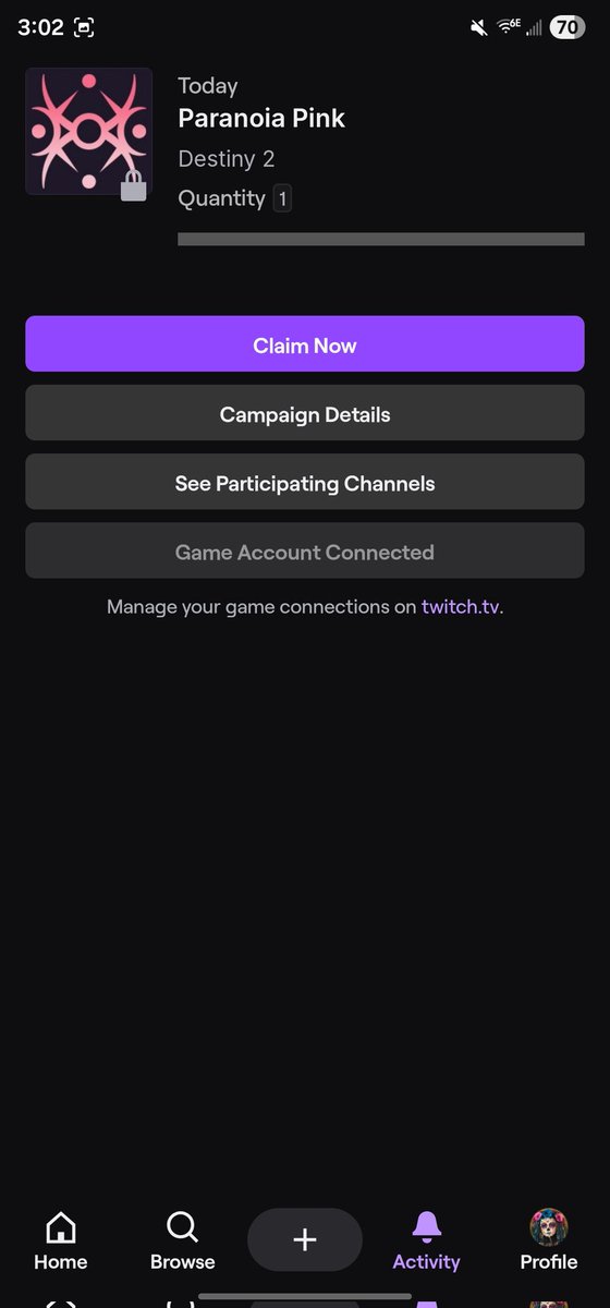 nautical_kraken's tweet photo. @DestinyTheGame How do I claim this? I know my game and twitch are connected because I got to claim the last twitch drop that was a ship and emblem. https://t.co/onSbwAlNQg