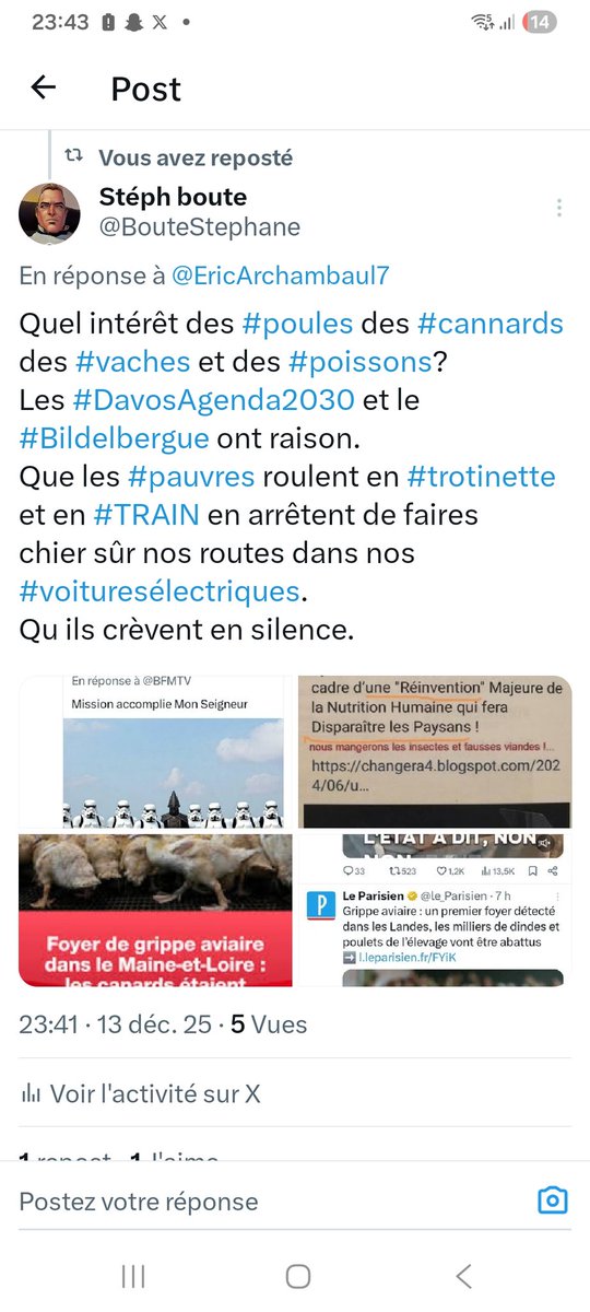 BouteStephane's tweet photo. @ResistPaysans L #enjeux, c est pas des #vaches ..
Le #DavosAgenda2030 se déroule sous nos yeux..
Les #vaches, les #poules, les #canards les #poissons ?
Et tous ça en même temps ?
Nous sommes tous concernés... https://t.co/kb1JSIwKKK