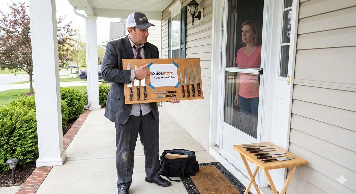 I told my boss today I got a job selling knives door-to-door via an MLM, and I start on Monday... byeee!  

It's called, Slicemore "A cut above Cutco."