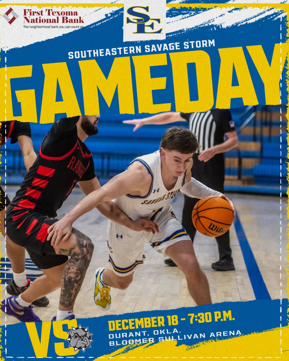GoSoutheastern's tweet image. 𝐒𝐭𝐨𝐫𝐦 𝐯𝐬. 𝐁𝐮𝐥𝐥𝐝𝐨𝐠𝐬

🆚 Southwestern Oklahoma State
📍 Durant, Okla.
⏰ 7:30 p.m.
🏟️ Bloomer Sullivan Arena
🔗 gosoutheastern.com/coverage

@SavageStormMBB l #GoSoutheastern l #TakeCover