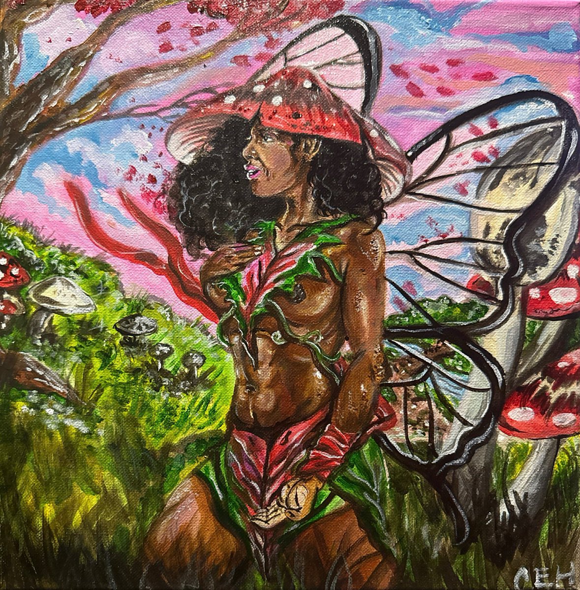 KingClaudeCo's tweet photo. Field of mushrooms(fairy series)… #fairy #blackfairy #mermaids #forest #outdoors #sea #peaceful #blackart #blackartist #kingclaude #kansascity #paintings #color #mystery #forest #hiking #waterfall #autumn #mushrooms https://t.co/XipXQCTXLv