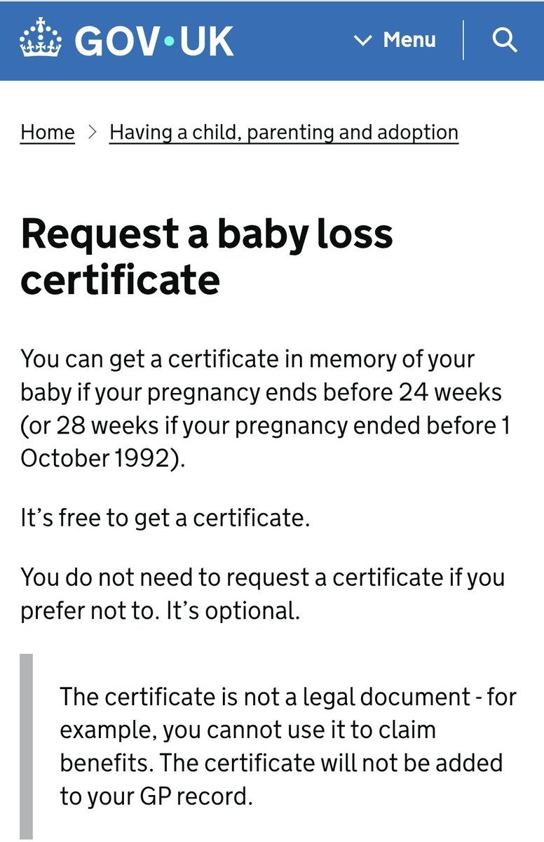 Donna4Rainhill's tweet image. 💗 BABY LOSS CERTIFICATES💙
This is a very sensitive and emotional subject and I'm sincerely sorry if it upsets some parents, it really isn’t my intention to do that but I feel I need to share this link for all the parents who have lost a child before 24 weeks (or 28 weeks if…