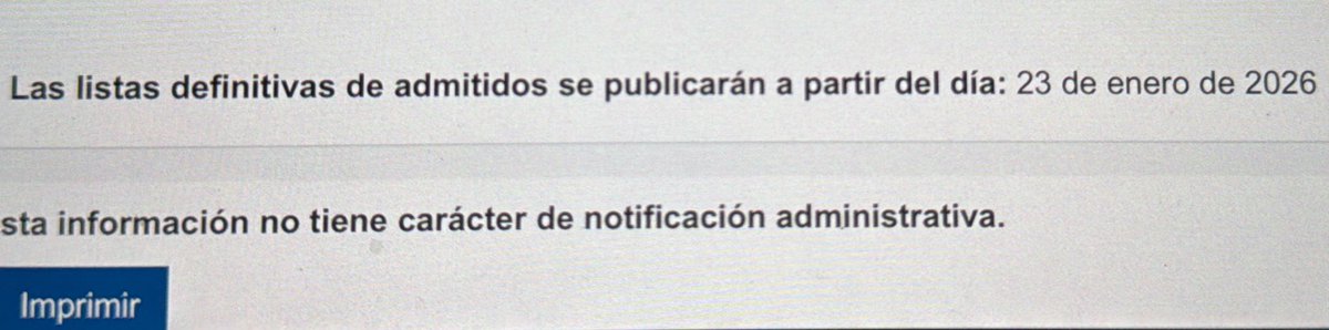 Por cierto, pone q las listas definitivas se publicarán A PARTIR del 23 de enero de 2026🤡