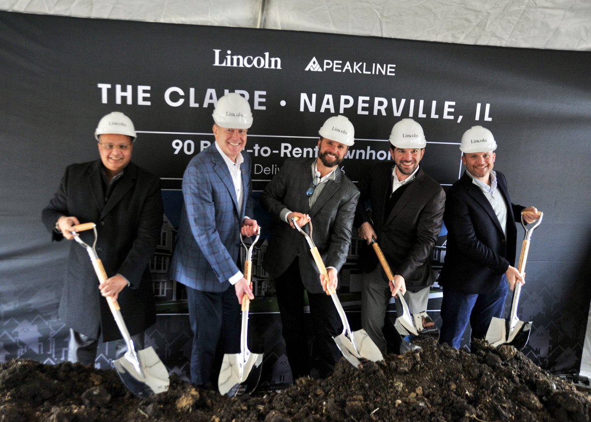 Chicago: Peakline Real Estate Funds, in partnership with Lincoln Property Company, recently celebrated the official groundbreaking of The Claire, a 90-unit build-to-rent townhome community in Naperville, Illinois. 
bit.ly/4oYSq7t