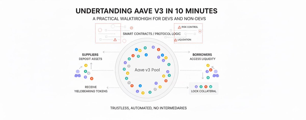 aave v3 in 10mins  (part 1)

if you’re a defi developer, you need to understand this. not because you’ll fork it, but because aave is the reference model for onchain lending. most designs in defi either copy it, extend it, or try to fix something it already solved.

and if you’re