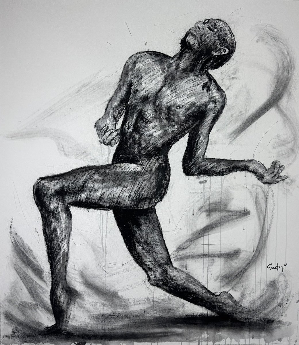 The Pull of Ambition
Charcoal on canvas 
110 x 90cm 
2025
