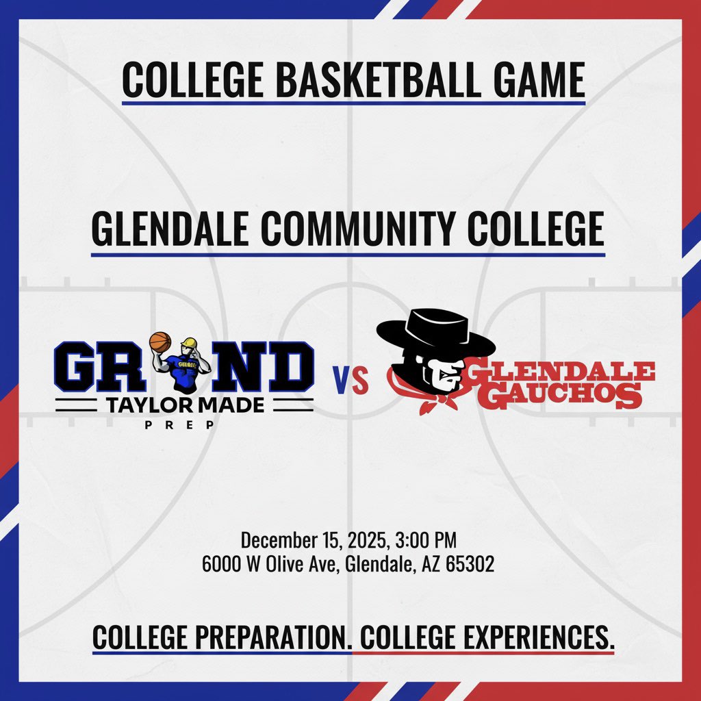 TMPCoachEdwards's tweet photo. Game Day in Glendale!

@taylormadeprep Az’s longest running Prep School visits @glendaleccmbb for the 6th time in program history 

#Taylormadeprep #RespectmyGRIND #BrickbyBrick #Wedevelopcollegeplayers https://t.co/L4QlziSKxK