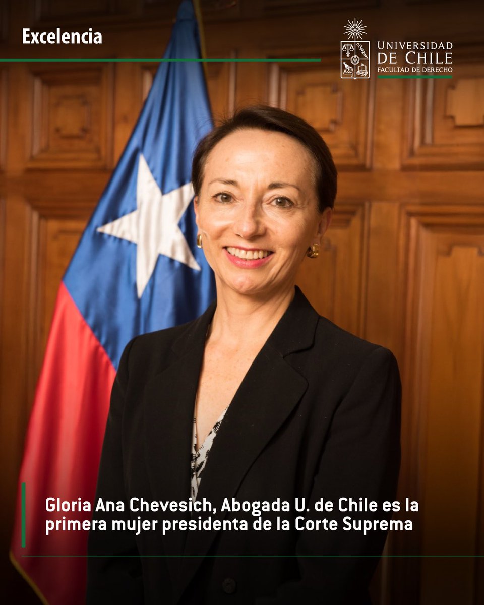 Saludamos a la exalumna de nuestra Facultad, Gloria Ana Chevesich, quien se convirtió en la primera presidenta de la Corte Suprema en 202 años de historia de la institución. <a href="/ruiztaglepablo/">pablo ruiz-tagle</a>