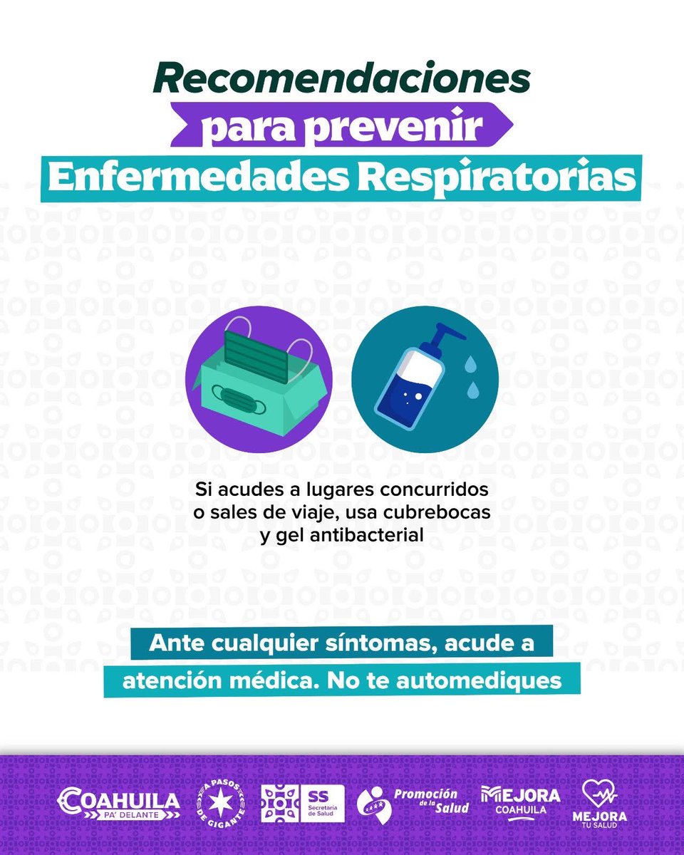 ¡Tu salud es lo más importante! 

En esta temporada invernal, protégete de las enfermedades respiratorias y disfruta de la época decembrina 

#CoahuilaPaDelante 
#APasosDeGigante