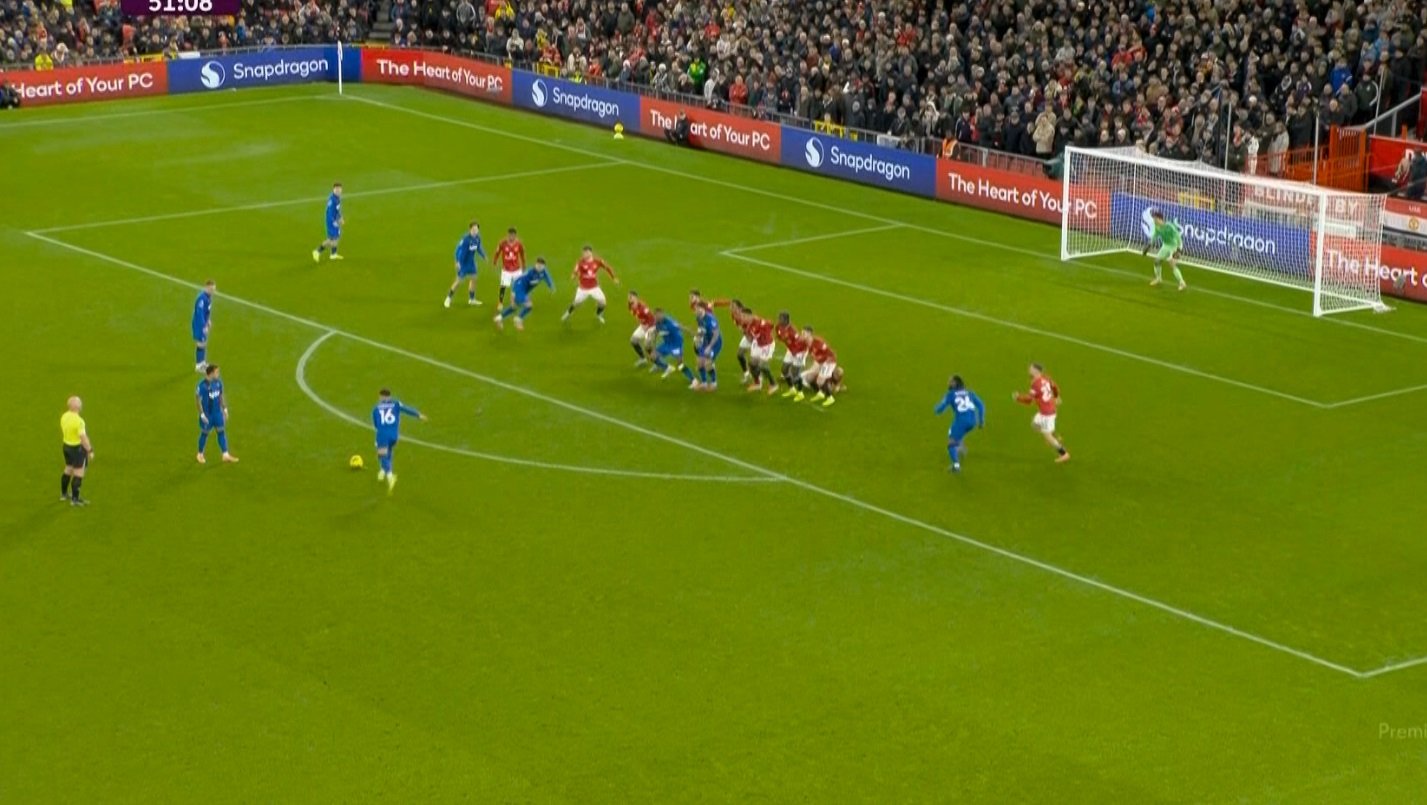 تسديدة صاروخية عابرة للقارات من ركلة حرة مباشرة استغلها تافيرنييه ليسجل الهدف الثالث لـ بورنموث أمام مانشستر يونايتد لتصبح النتيجة 3-2 