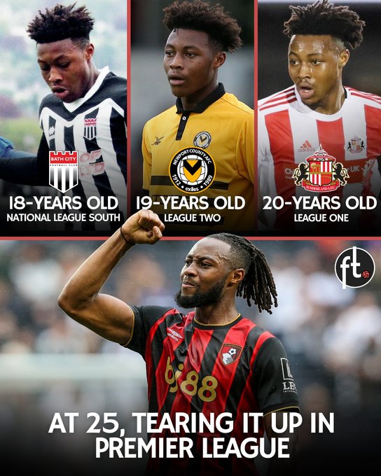 أنطوان سيمينيو قصة إصرار لا تعرف الاستسلام. رُفض في سن مبكرة من أرسنال وتوتنهام. تجارب غير ناجحة مع كريستال بالاس، فولهام وميلوول. بريستول سيتي يؤمن بموهبته بعمر 17 عامًا. إعارات متتالية لصقل الموهبة (باث سيتي نيوبورت كاونتي سندرلاند). اليوم، بعمر 25 عامًا، يتألق في البريميرليغ. أحد أكثر الأجنحة طلبًا في سوق يناير. Footballtweet 