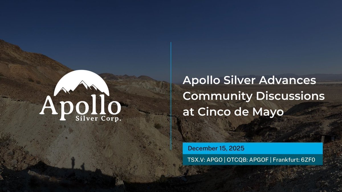 corp_apollo's tweet image. Apollo Silver advances community discussions at its Cinco de Mayo Project in Chihuahua, Mexico.

Engagement with Ejido leaders focuses on shared benefits, local jobs &amp;amp; environmental stewardship.

🔗 buff.ly/NU24hso

$APGO $APGOF #Silver #Mining