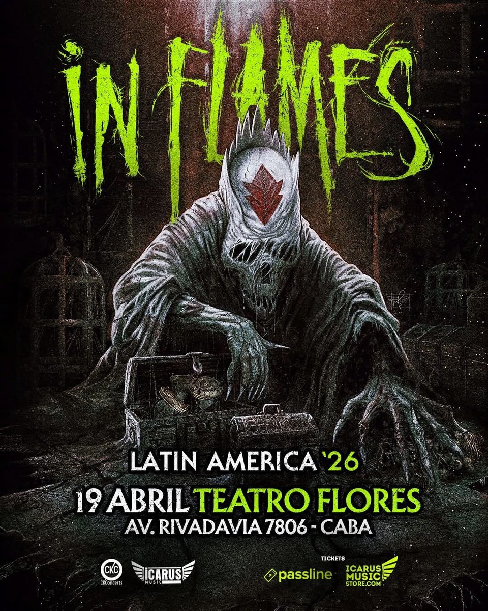 jvcmaximo's tweet photo. In Flames vuelve a Buenos Aires en 2026. Los titanes del Death Metal Melódico llegan el 19 de abril al Teatro Flores con entradas a la venta desde el 16/12 a precio promocional en la web de Icarus Store. #inflames #MelodicDeathMetal https://t.co/mYeJVa8SzC