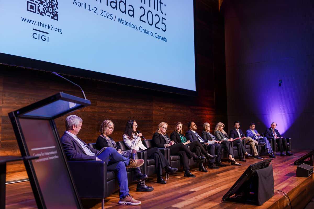 CIGIonline's tweet photo. The baton has been officially passed; CIGI has handed the reins of the #Think7 (T7) over to @IDDRI_ThinkTank and the European Council on Foreign Relations (@ecfr).
Many thanks to @G7Canada for participating in both CIGI’s #T7 events and the handover to IDDRI and the ECFR. Thank you as well to our key partners, Global Solutions Initiative (@glob_solutions) and Innovation, Science and Economic Development Canada (@ISED_CA) for their institutional support. We are delighted to have been the hosts for this year’s Think7 proceedings and are looking forward to supporting France’s leadership in the 2026 T7.