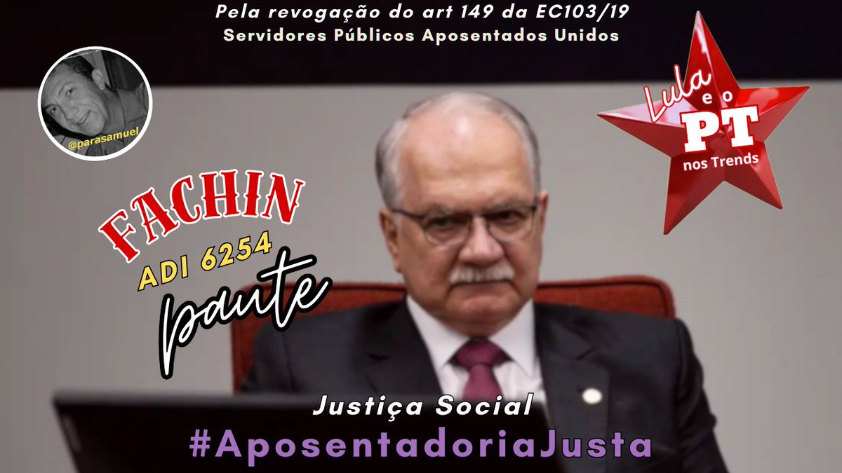 STF, aposentados não suportam mais essa injustiça! O confisco de 14% precisa ser revisto. Votem o art. 149 já!  <a href="/STF_oficial/">STF</a>
<a href="/gilmarmendes/">Gilmar Mendes</a>
<a href="/LRobertoBarroso/">Luís Roberto Barroso</a>
Alexandre de Moraes
👇   Justiça Social
Fachin Paute ADI 6254 
#AposentadoriaJusta
Já