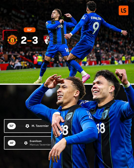 مانشستر يونايتد عندما يُنهي الشوط الأول مُتقدمًا في الأولد ترافورد في البريميرليغ: 325 مباراة. 300 انتصار. 25 تعادل. 0 هزيمة. مانشستر يونايتد أنهى الشوط الأول متقدمًا ضد بورنموث 