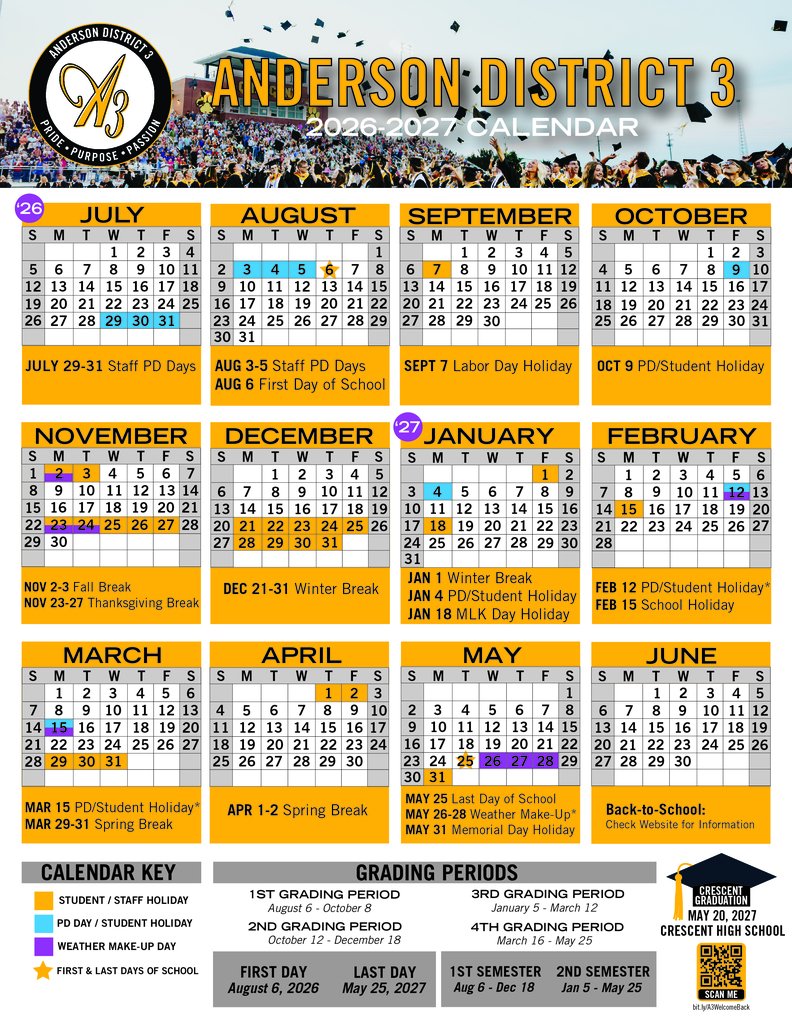 Our 2026-2027 Academic Calendar is here! 🆕🗓️

🎓Crescent Class of 2027 Commencement - May 20, 2027

To download or print visit: aptg.co/nCcY3P