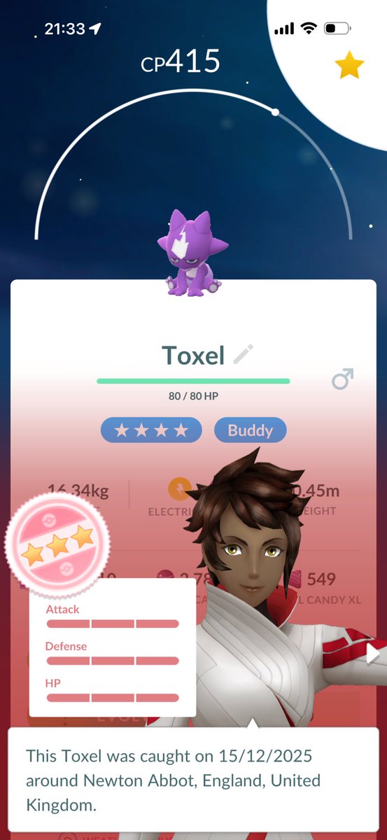 New buddy alert ⚡
Toxel with solid IVs added to the collection — let’s see where this one ends up 💜
#PokemonGO