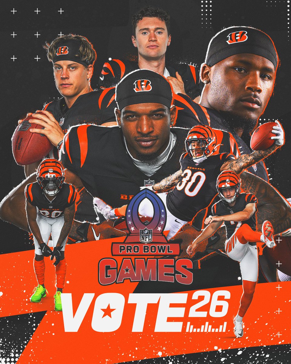 It's the last day to #ProBowlVote 

1️⃣ RT = 2️⃣ votes

#ProBowlVote + Ja'Marr Chase
#ProBowlVote + Evan McPherson
#ProBowlVote + DJ Turner II
#ProBowlVote + Tee Higgins
#ProBowlVote + Ryan Rehkow
#ProBowlVote + Charlie Jones
#ProBowlVote + Joe Burrow
#ProBowlVote + Chase Brown