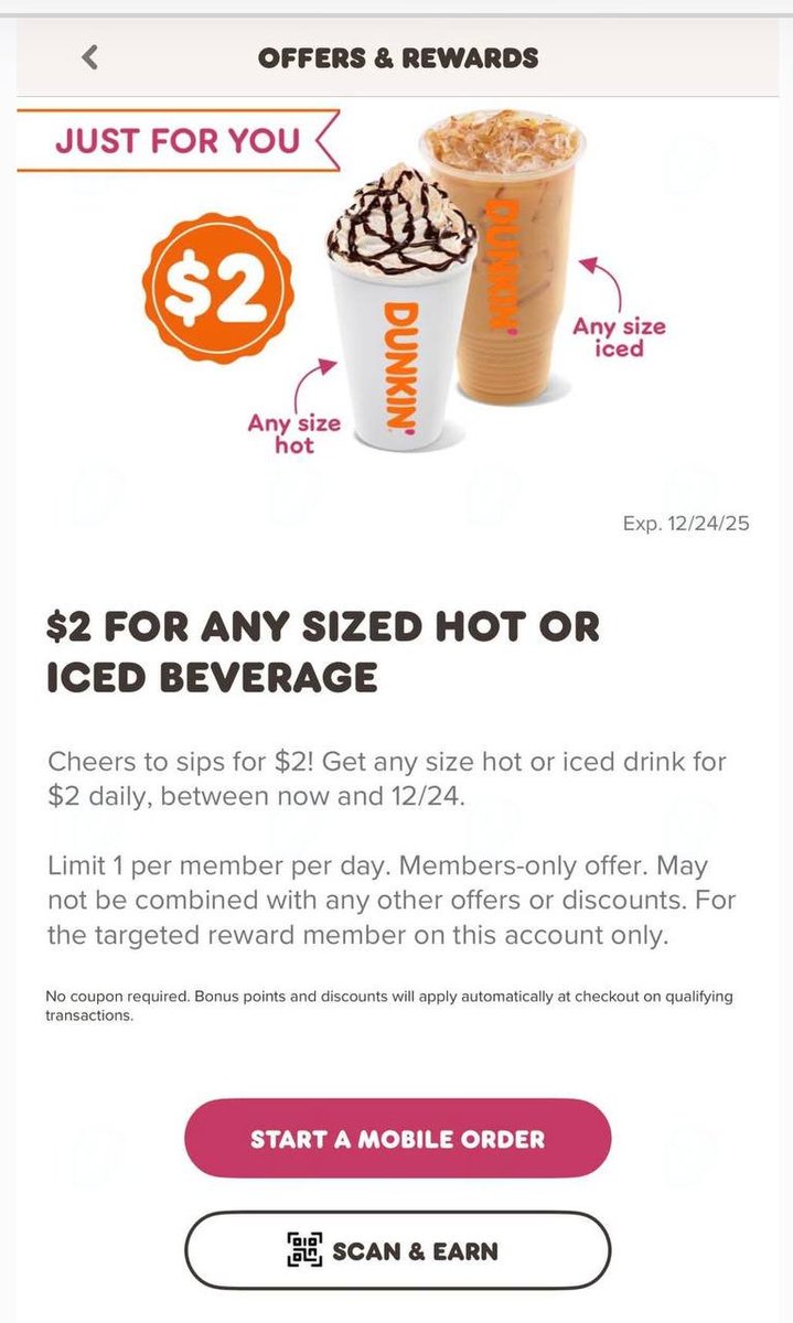 thedealsguy_'s tweet photo. Check your Dunkin Donuts App☕! 

Any Size Drink for $2 everyday till the 24th! https://t.co/Cal3ErlOxa